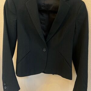 Theory Black Textured Single-Button Blazer